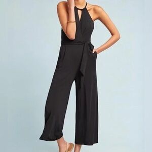 Maeve By Anthropology Sleeveless Black Jumpsuit Wide Leg Keyhole Medium